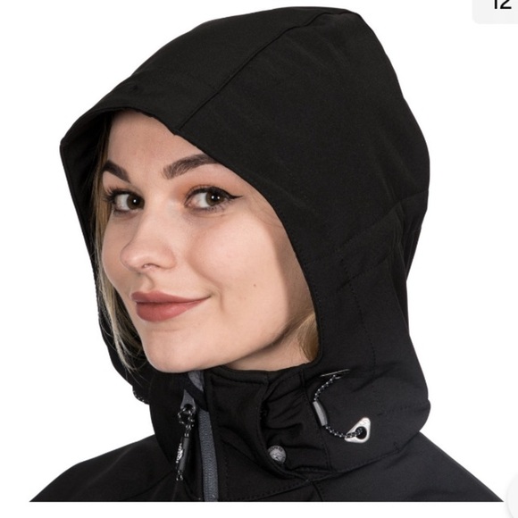 LADIES Trespass Bela II TP75 Soft Shell 8000 mm Waterproof Jacket Black Sz M - Picture 2 of 16